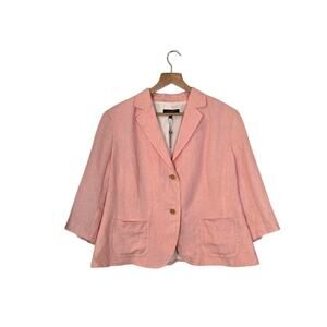 Talbots Woman Petite Linen Blazer Size 18WP Pink Preppy Coquette Feminine